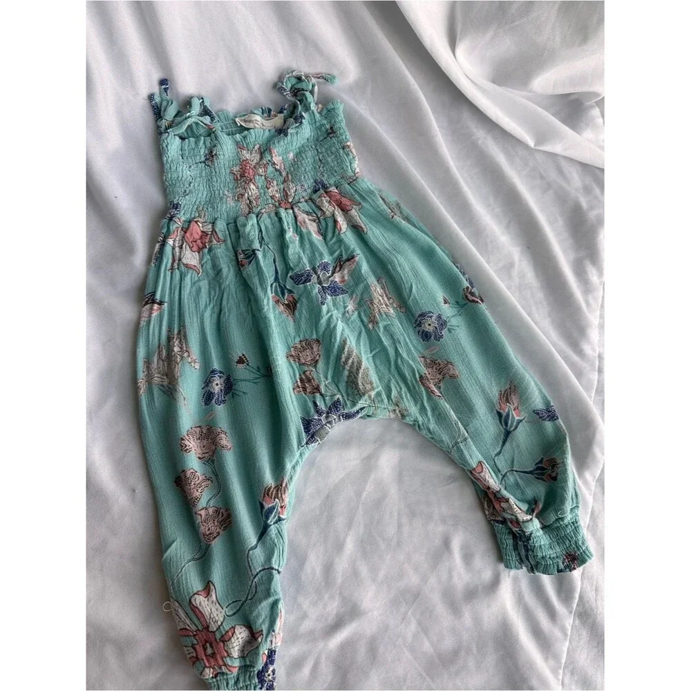 12M Girls' Floral Mint Jumpsuit Romper